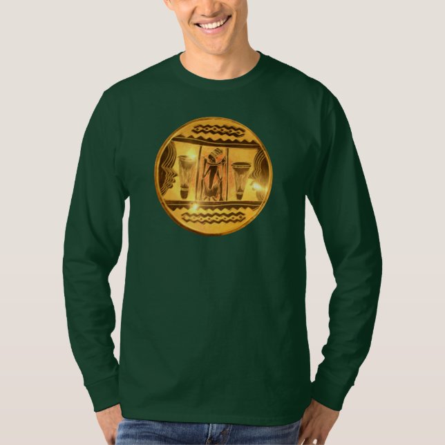 Golden African Ethnic Art Print Design T-Shirt (Vorderseite)