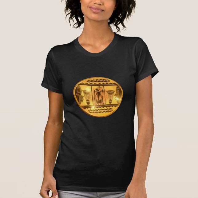 Golden African Ethnic Art Print Design T-Shirt (Vorderseite)
