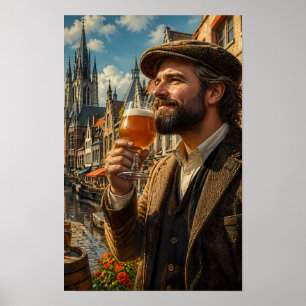 Golden Ale in einem Poster mit Stadtkanal-Idylle