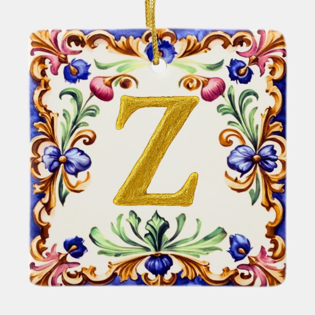 Golden Alphabet – Letter Z Keramikornament (Vorderseite)