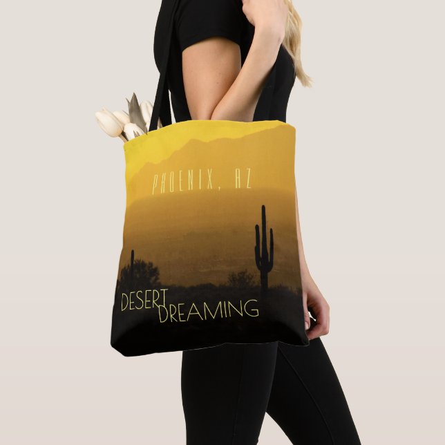 Golden Amber Sunset Cactus Arizona Tasche (Von Nahem)