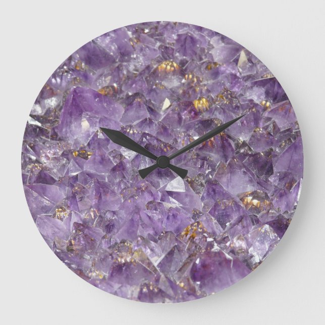 Golden Amethyst Shimmer Große Wanduhr (Vorderseite)