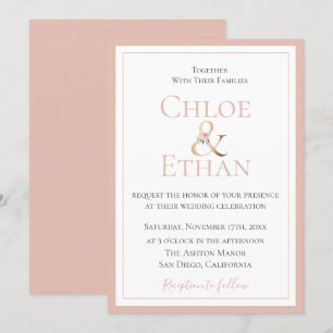 Golden Ampersand Blush Hochzeit Einladung