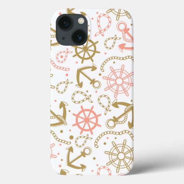 Golden Anchor Muster Case-Mate iPhone Hülle (Rückseite)