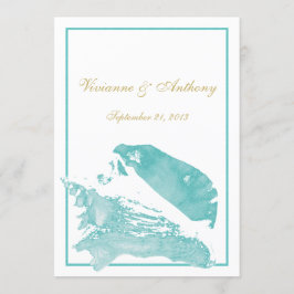 Golden and Aqua Marine Seashell Wedding Einladung