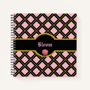 Golden and Black Diamond Pattern Notizbuch