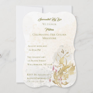 Golden and Blush Bloral 50. Geburtstag Einladung