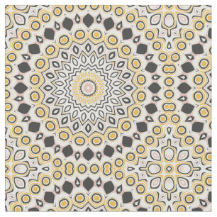 Golden and Charcoal Mandala Pattern Stoff