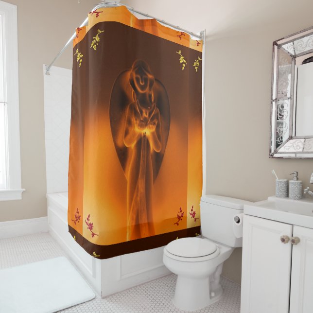 Golden Angel imprimé rideau de douche (En situation)