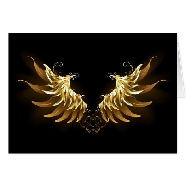 Golden Angel Wings auf schwarzem Hintergrund (Vorderseite (Horizontal))