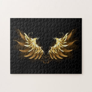 Golden Angel Wings auf schwarzem Hintergrund