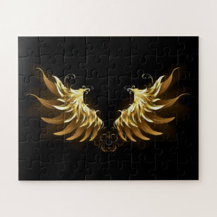 Golden Angel Wings auf schwarzem Hintergrund