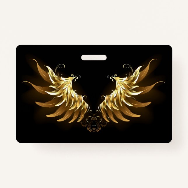 Golden Angel Wings auf schwarzem Hintergrund Ausweis (Vorderseite)