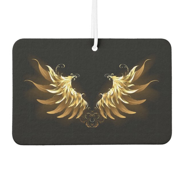 Golden Angel Wings auf schwarzem Hintergrund Autolufterfrischer (Vorderseite)