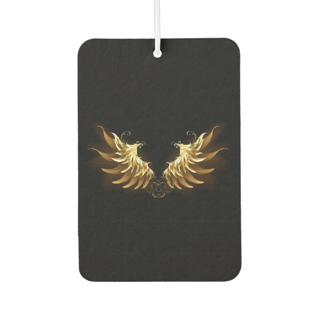 Golden Angel Wings auf schwarzem Hintergrund Autolufterfrischer (Vorderseite)