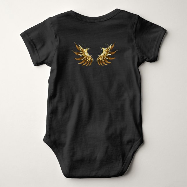 Golden Angel Wings auf schwarzem Hintergrund Baby Strampler (Rückseite)