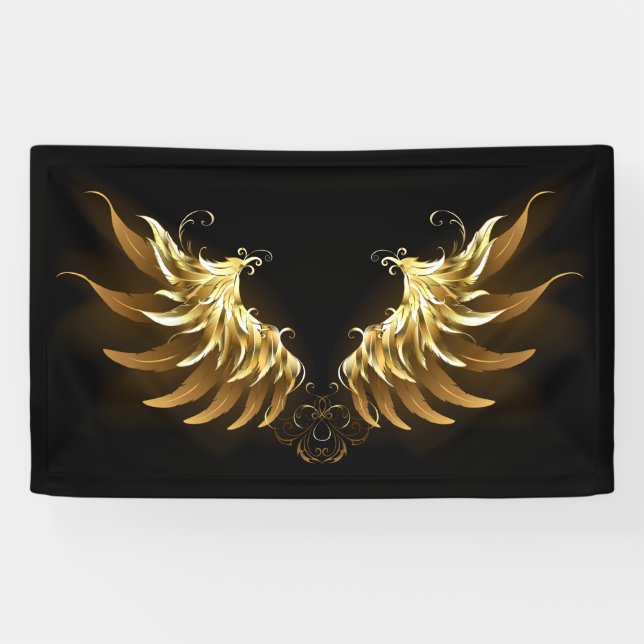 Golden Angel Wings auf schwarzem Hintergrund Banner (Horizontal)