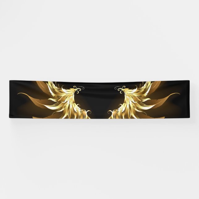 Golden Angel Wings auf schwarzem Hintergrund Banner (Horizontal)