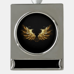 Golden Angel Wings auf schwarzem Hintergrund Banner-Ornament Silber