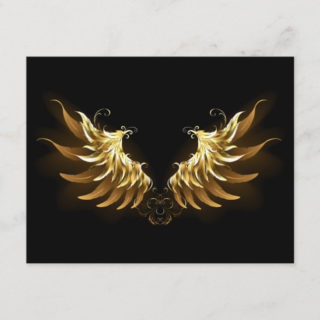 Golden Angel Wings auf schwarzem Hintergrund Begleitkarte (Vorderseite)