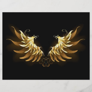 Golden Angel Wings auf schwarzem Hintergrund Briefbogen
