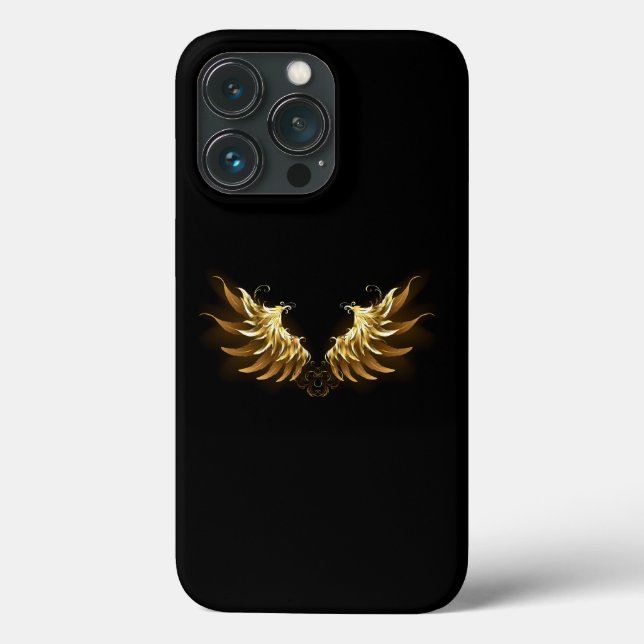 Golden Angel Wings auf schwarzem Hintergrund Case-Mate iPhone Hülle (Rückseite)