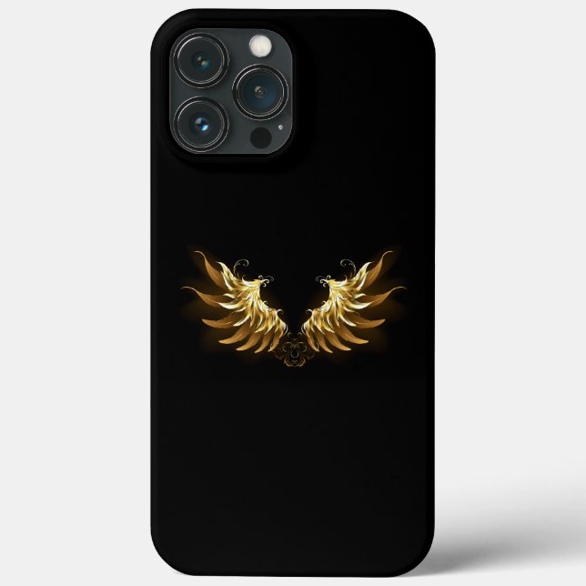 Golden Angel Wings auf schwarzem Hintergrund Case-Mate iPhone Hülle (Rückseite)