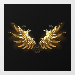 Golden Angel Wings auf schwarzem Hintergrund Fensteraufkleber