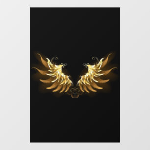 Golden Angel Wings auf schwarzem Hintergrund Fensteraufkleber