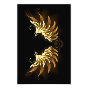 Golden Angel Wings auf schwarzem Hintergrund Fotodruck