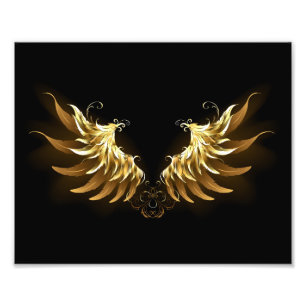 Golden Angel Wings auf schwarzem Hintergrund Fotodruck
