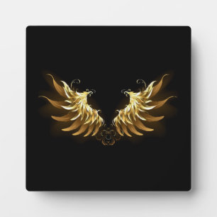 Golden Angel Wings auf schwarzem Hintergrund Fotoplatte