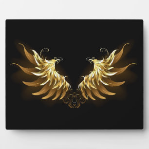 Golden Angel Wings auf schwarzem Hintergrund Fotoplatte