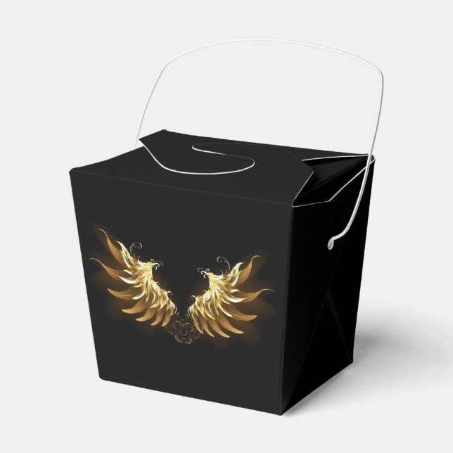 Golden Angel Wings auf schwarzem Hintergrund Geschenkschachtel (Vorderseite)