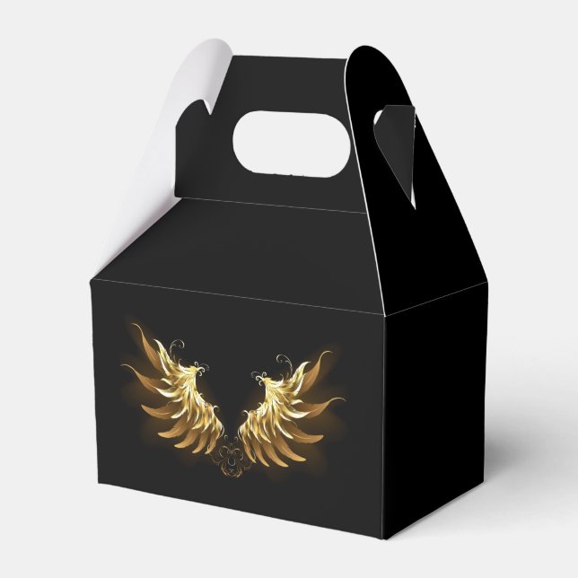 Golden Angel Wings auf schwarzem Hintergrund Geschenkschachtel (Vorderseite)