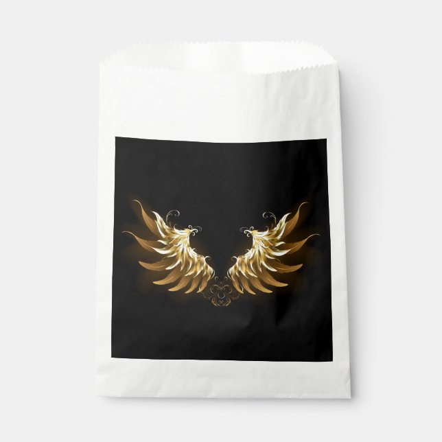 Golden Angel Wings auf schwarzem Hintergrund Geschenktütchen (Vorderseite)