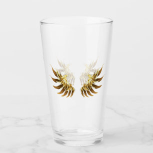 Golden Angel Wings auf schwarzem Hintergrund Glas