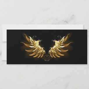 Golden Angel Wings auf schwarzem Hintergrund Hinweiskarte
