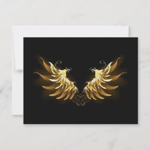 Golden Angel Wings auf schwarzem Hintergrund Hinweiskarte