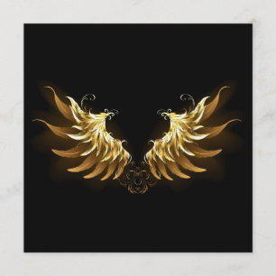 Golden Angel Wings auf schwarzem Hintergrund Hinweiskarte