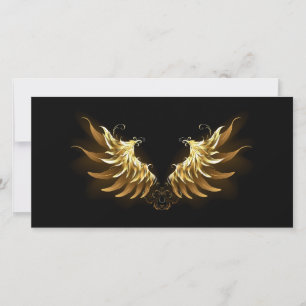 Golden Angel Wings auf schwarzem Hintergrund Karte