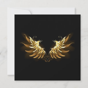 Golden Angel Wings auf schwarzem Hintergrund Karte