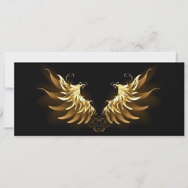 Golden Angel Wings auf schwarzem Hintergrund Karte (Vorderseite)