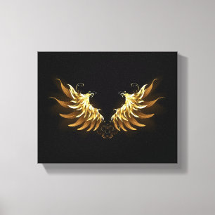 Golden Angel Wings auf schwarzem Hintergrund Leinwanddruck