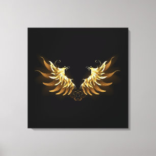 Golden Angel Wings auf schwarzem Hintergrund Leinwanddruck