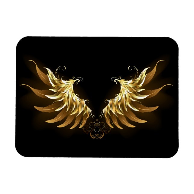 Golden Angel Wings auf schwarzem Hintergrund Magnet (Horizontal)