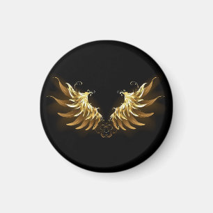 Golden Angel Wings auf schwarzem Hintergrund Magnet