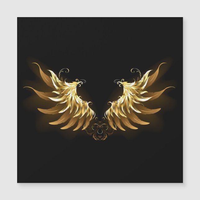 Golden Angel Wings auf schwarzem Hintergrund Magneteinladung (Vorderseite)