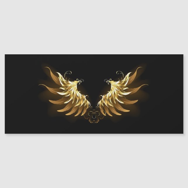 Golden Angel Wings auf schwarzem Hintergrund Magneteinladung (Vorderseite)