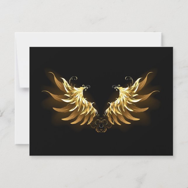 Golden Angel Wings auf schwarzem Hintergrund Magneteinladung (Vorderseite)